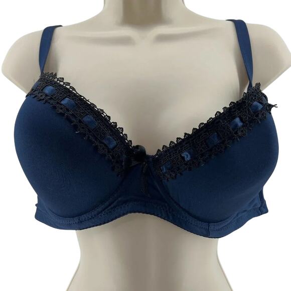 Paramour Womens Bra Style Dark Blue Black Lace Padded 40D - Picture 1 of 7